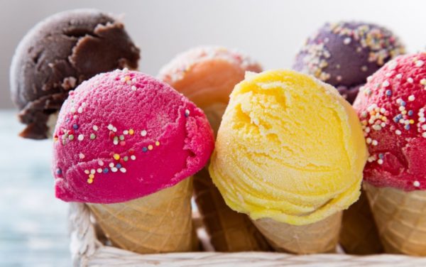 six ice cream cones