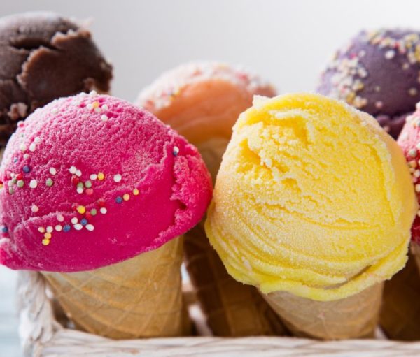 six ice cream cones