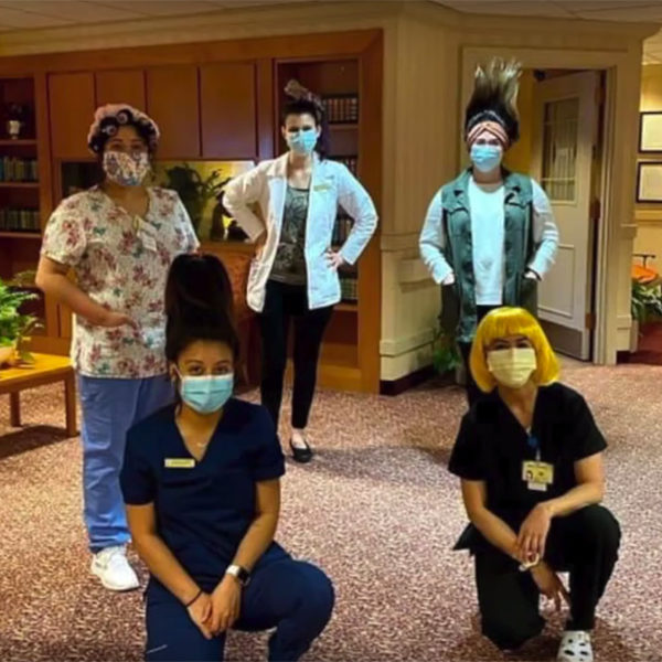 Care workers with face masks